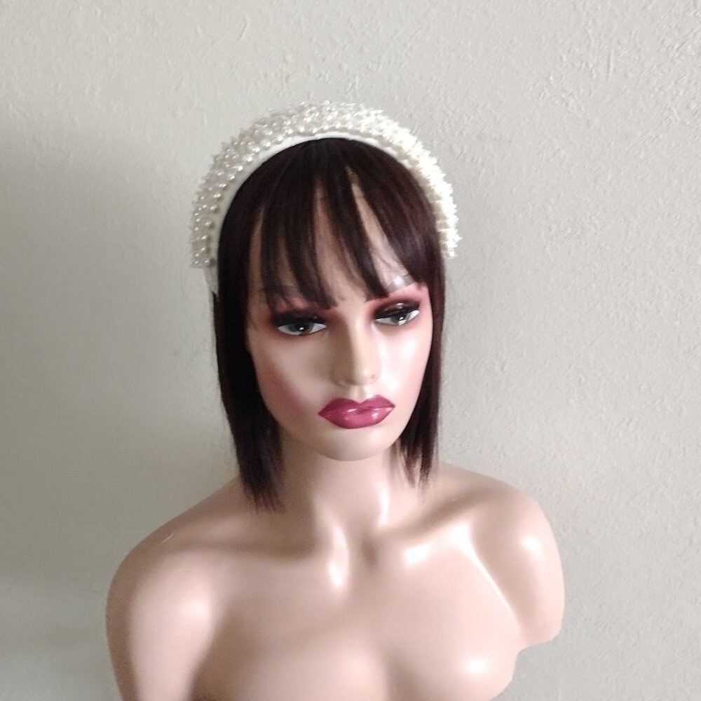 Artisan Glow: Headband with Acrylic Pearls and Crystals" beige. - Picture 4 of 14